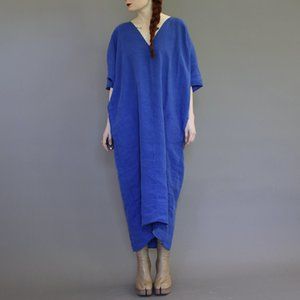 RACHEL CRAVEN oversized vibrant cobalt blue linen Patmos dress